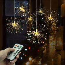 Load image into Gallery viewer, Festival Hanging Starburst String Lights 100-200 Leds DIY firework Copper Fairy Garland christmas lights outdoor Twinkle Light

