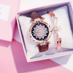 Ladies Bracelet Watch Casual Leather Quartz Wristwatch Relogio Feminino